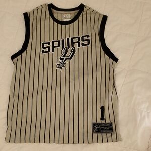 NBA San Antonio Spurs Gray and Black Pinstripe Sleeveless Jersey Wembanyama